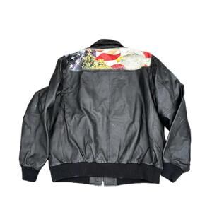 Leather Jacket USA Marines Men Xl
